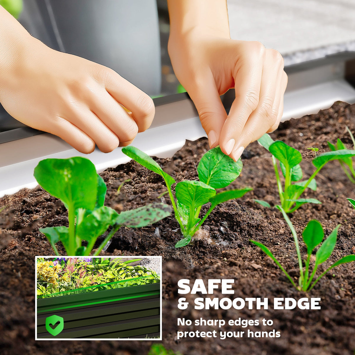 4' x 4' x 1' Galvanized Raised Garden Bed for Vegetables, Black — product view 7
