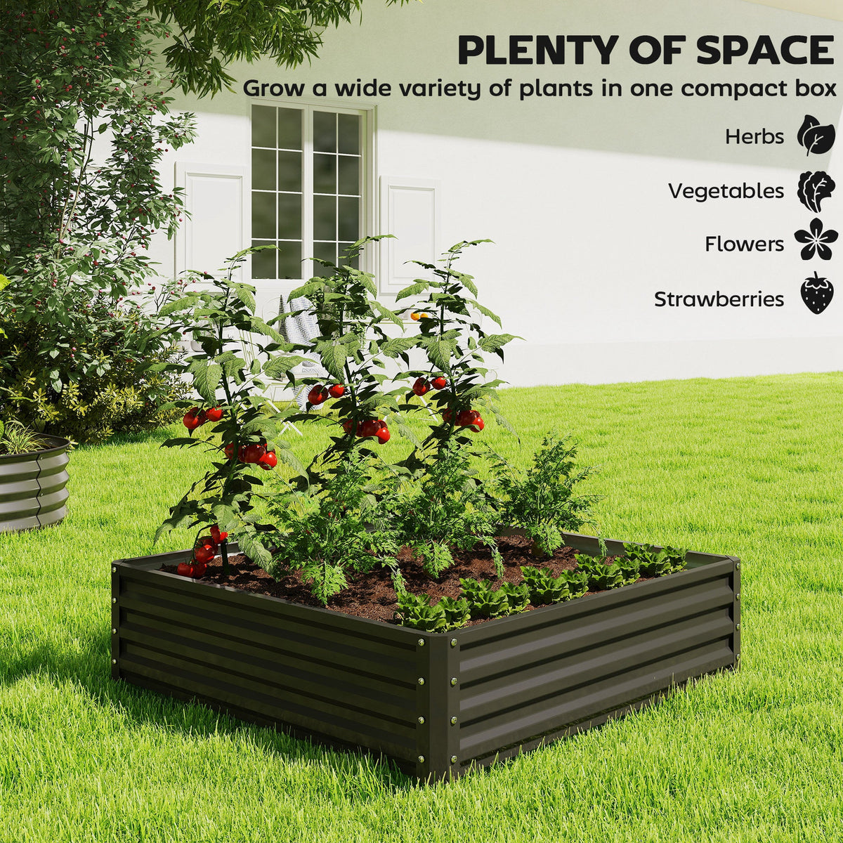 4' x 4' x 1' Galvanized Raised Garden Bed for Vegetables, Black — product view 6