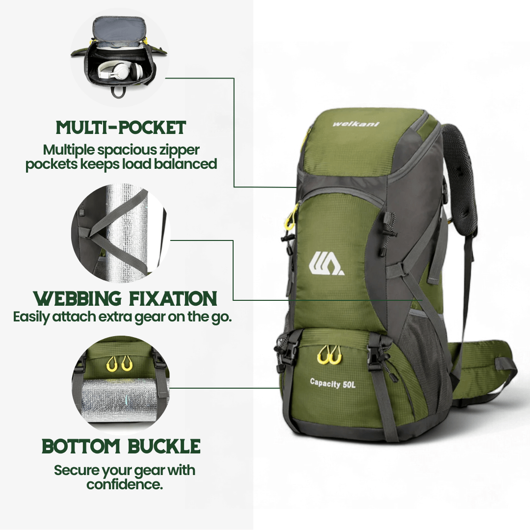 LoungeYard | TRAILPRO 50L – Hiking Backpack with Breathable Back & Smart Storage — product view 4