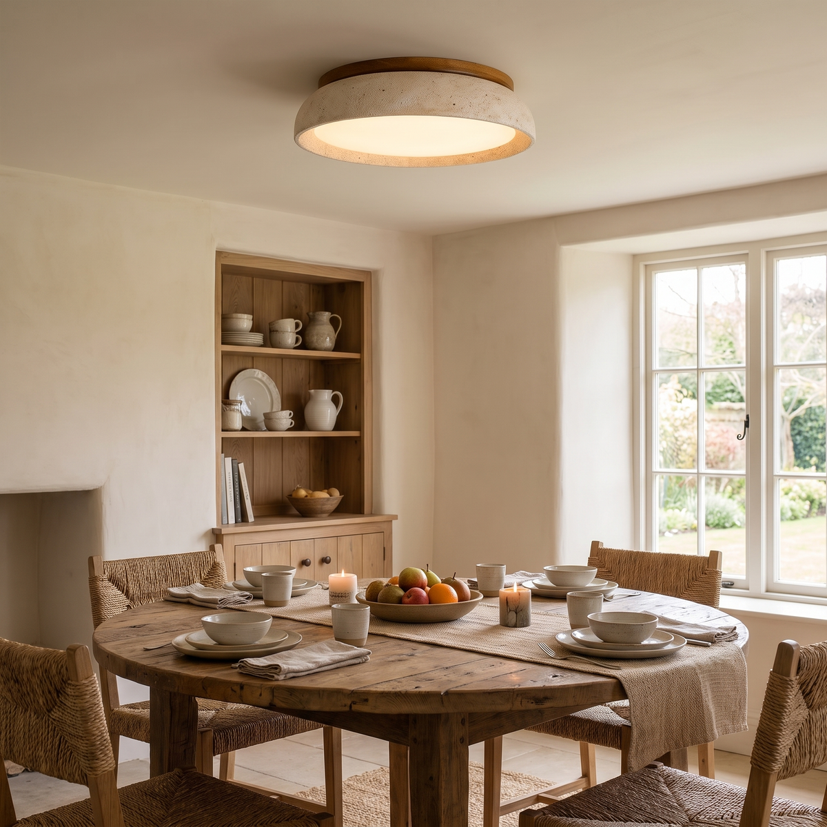 Travira Travertine Flush Mount Ceiling Light — product view 1