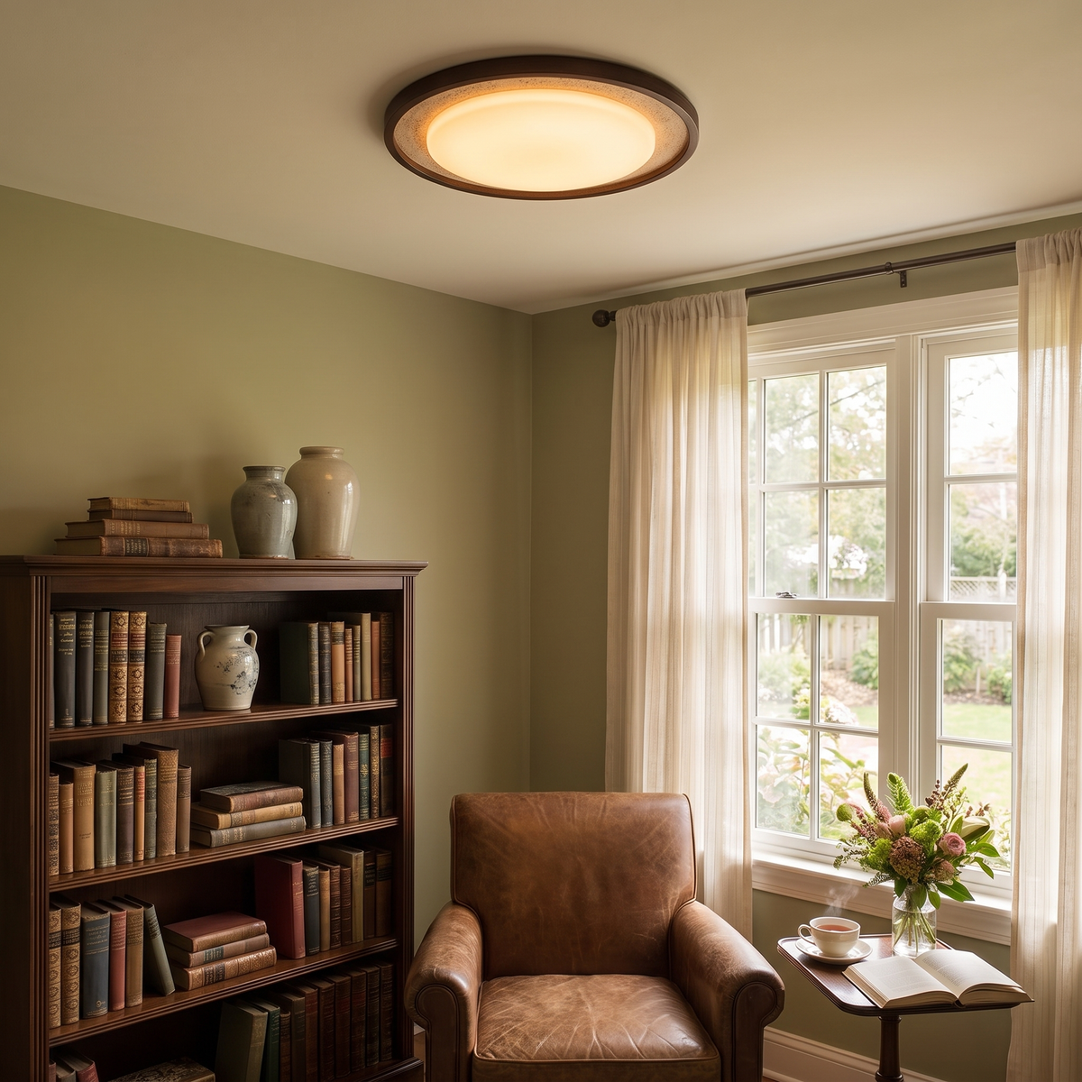 Travira Travertine Flush Mount Ceiling Light — product view 4