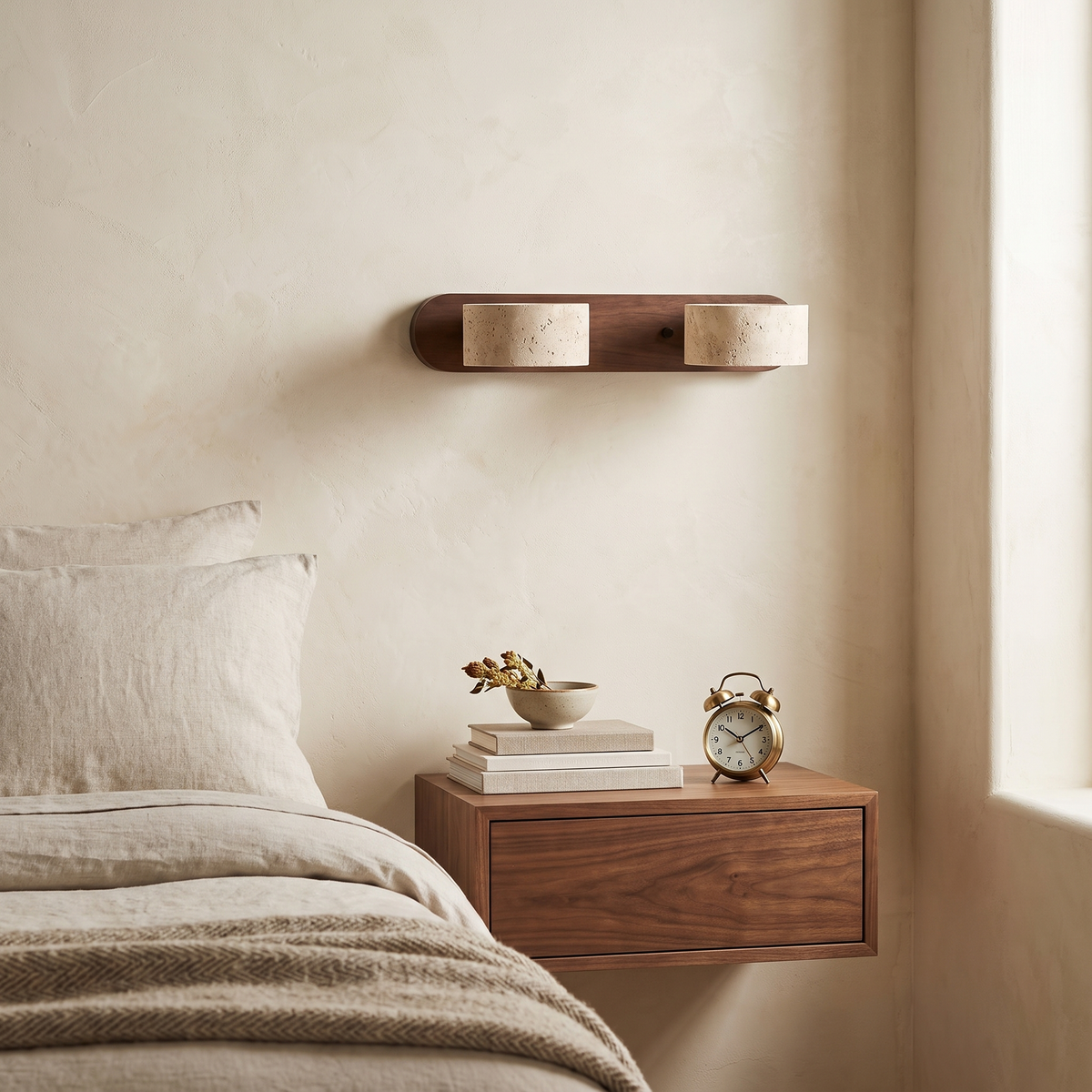 Travira Travertine Multi-Head Wall Sconce, LED — product view 2
