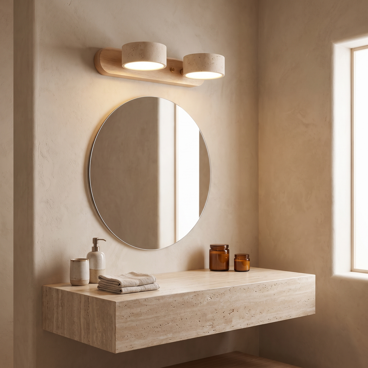 Travira Travertine Multi-Head Wall Sconce, LED — product view 5