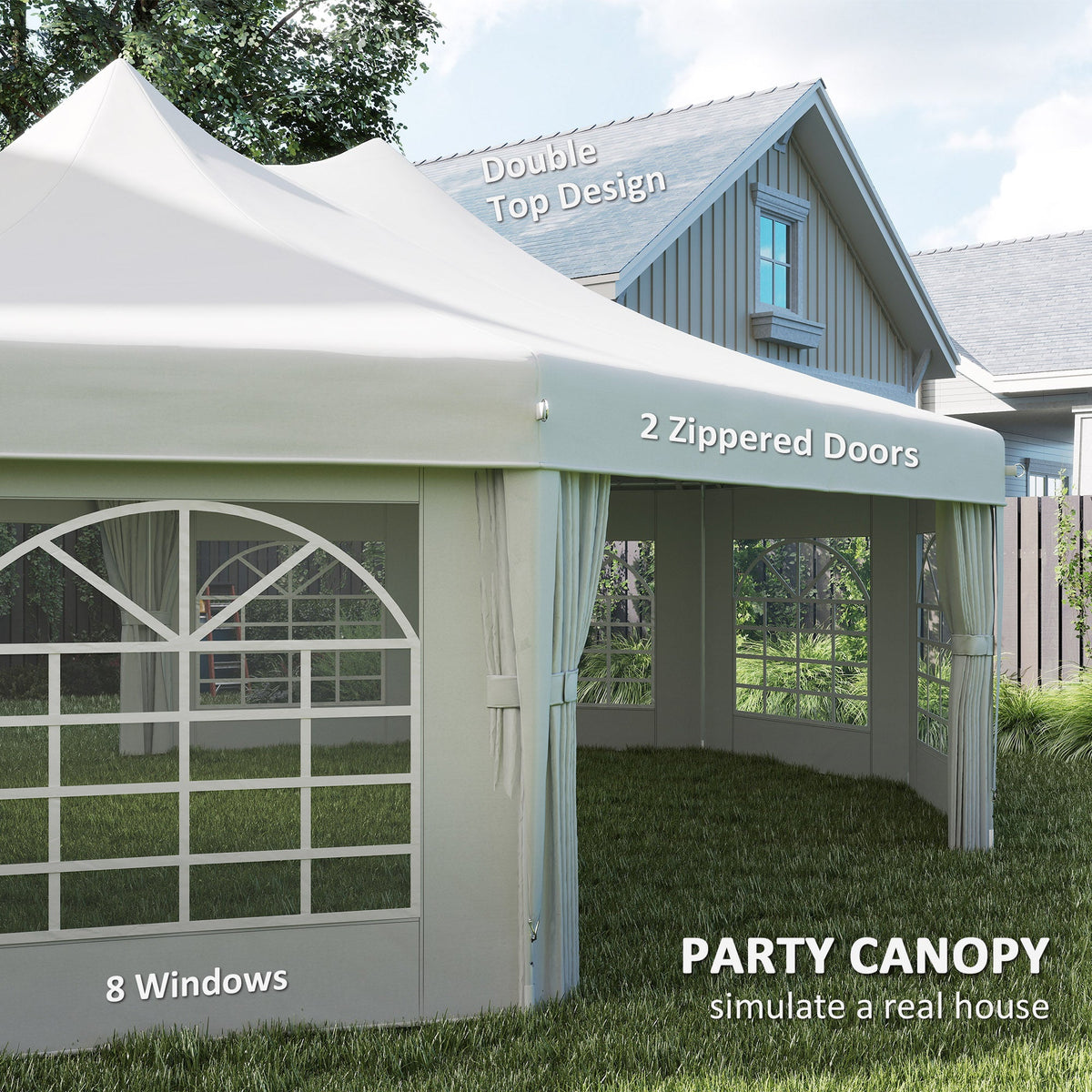 8.9 x 6.5m Decagonal Garden Gazebo Marquee with Sides, White — product view 7