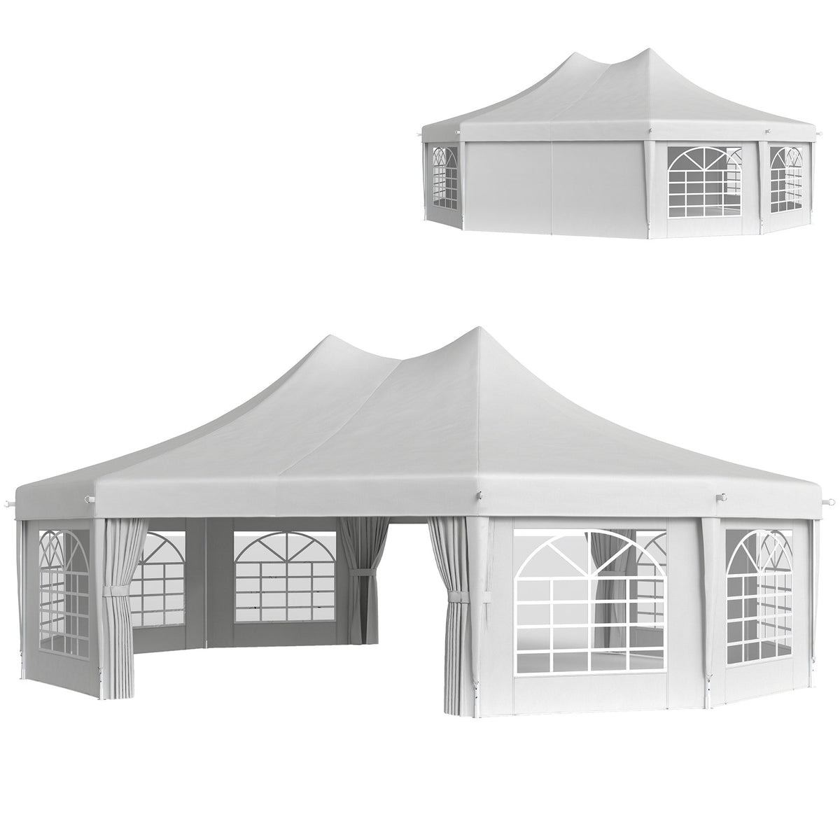 8.9 x 6.5m Decagonal Garden Gazebo Marquee with Sides, White — product view 2