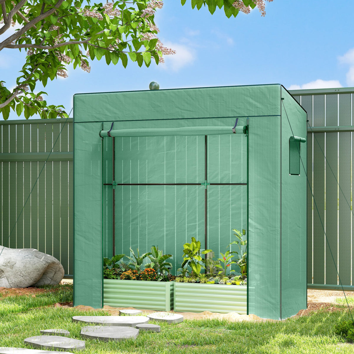 77.2" x 30.3" x 77.6" Lean-to Tomato Greenhouse, Green — product view 3