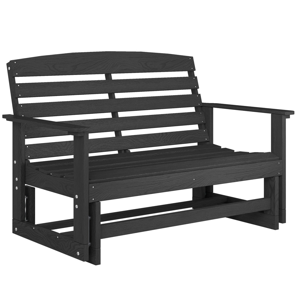 2-Person Patio Double Swing Rocking Chair Loveseat w/ Slatted HDPE Frame, Distressed Black — product view 2