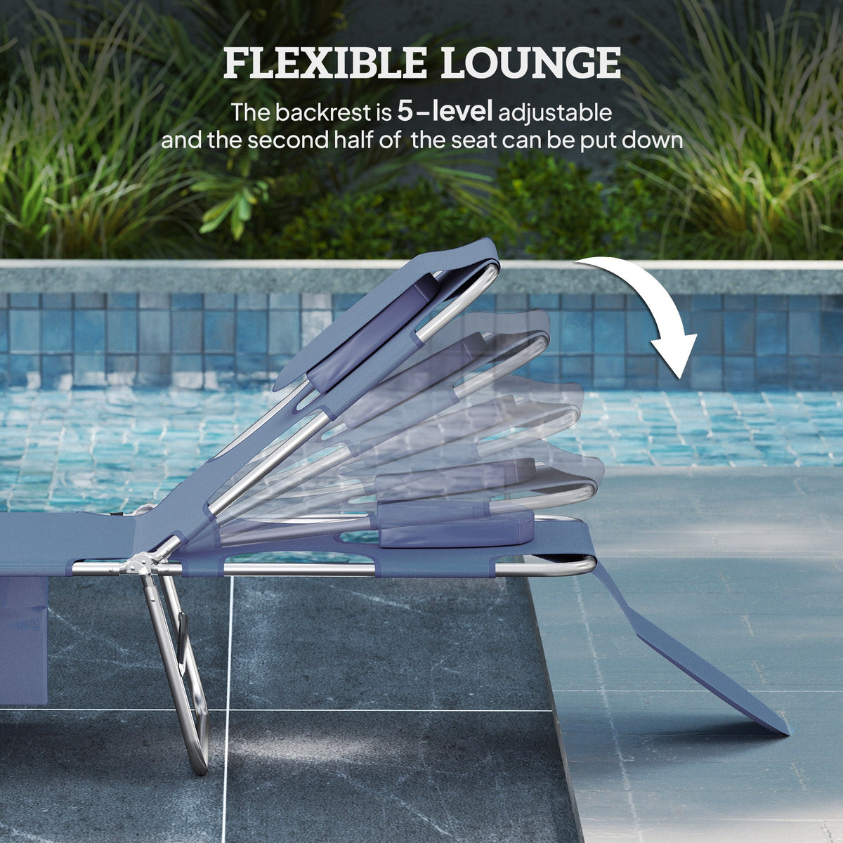 Folding Lounge Chair with Face Hole, Side Pocket and Strap, Grey — product view 6