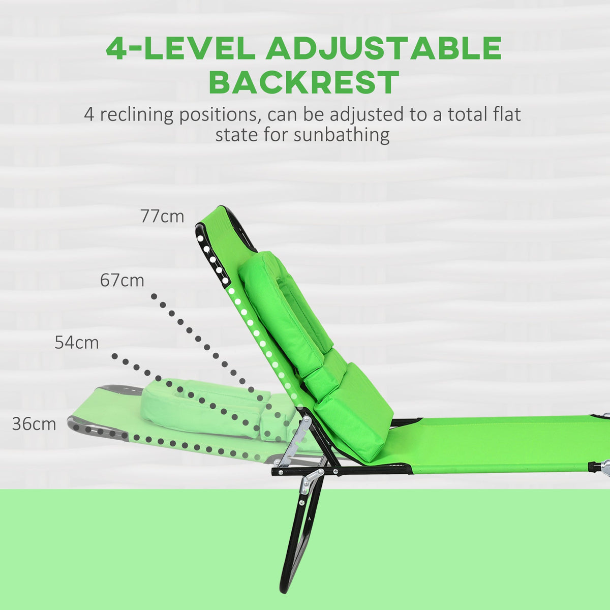 2pcs Adjustable Outdoor Lounge Chairs with Face Hole, Green — product view 6