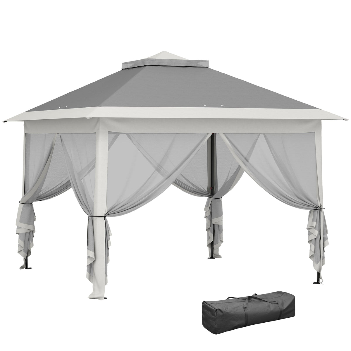 11' x 11' Pop Up Canopy with Double Roof and Mesh Sidewalls, Dark Grey — product view 1