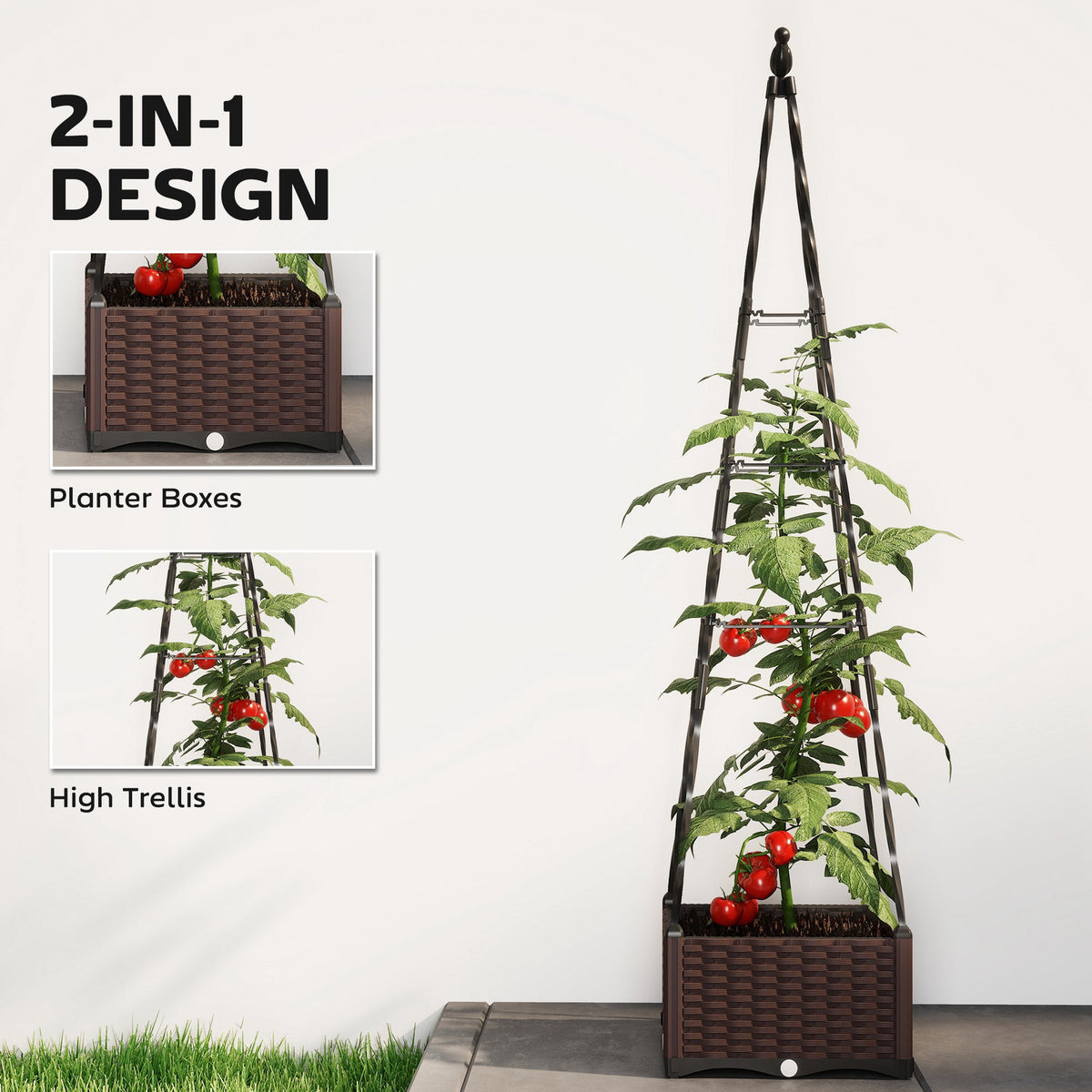 Self Watering Raised Garden Bed with Trellis, 40 x 40 x 175 cm — product view 6