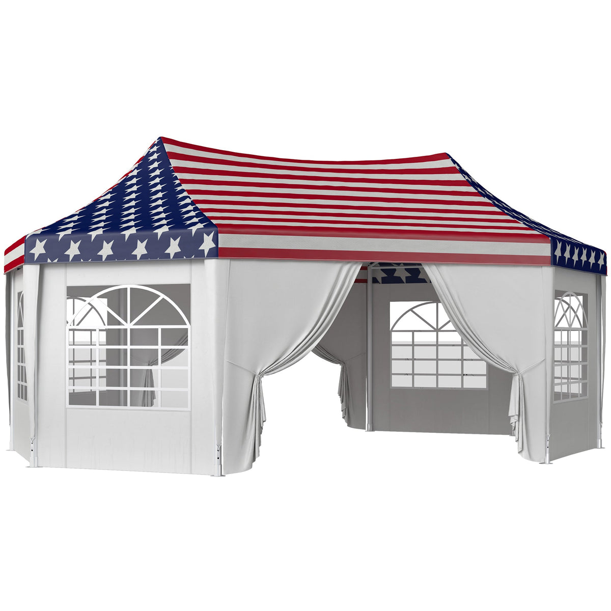 22.3' x 16.4' Party Tent with Sidewalls, American Flag — product view 1