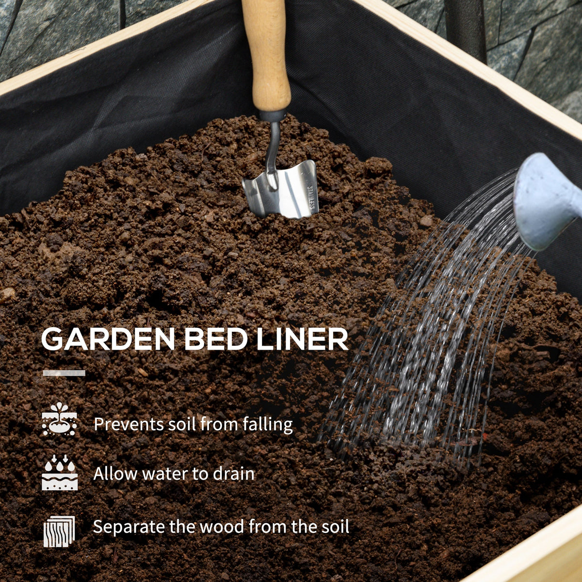 Raised Garden Bed with Plastic Greenhouse Cover & Liner for Herbs and Vegetables, 45" x 24" x 65" Natural — product view 7