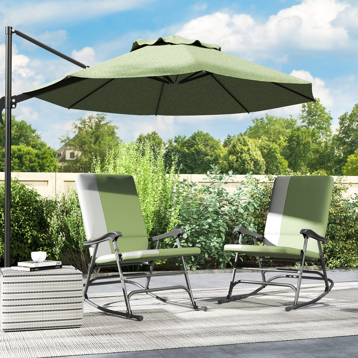 2-Piece Folding Outdoor Rocking Chairs, Dark Green — product view 4