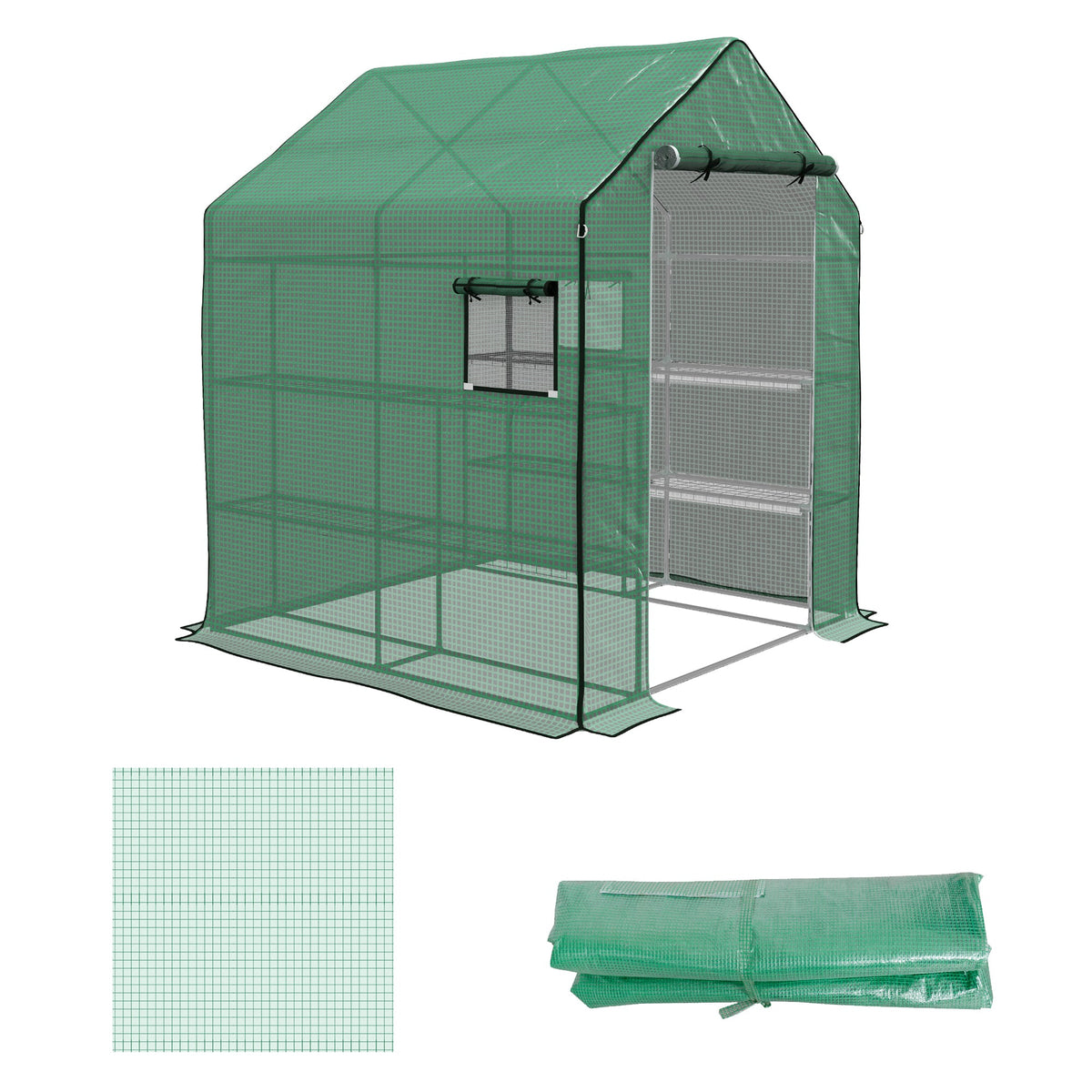 55" x 56.25" x 74.75" Greenhouse Replacement Cover, Green — product view 2