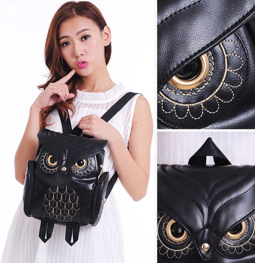 PU Leather Owl Print Backpack for Women – Multi-Pocket Design | LoungeYard — product view 4