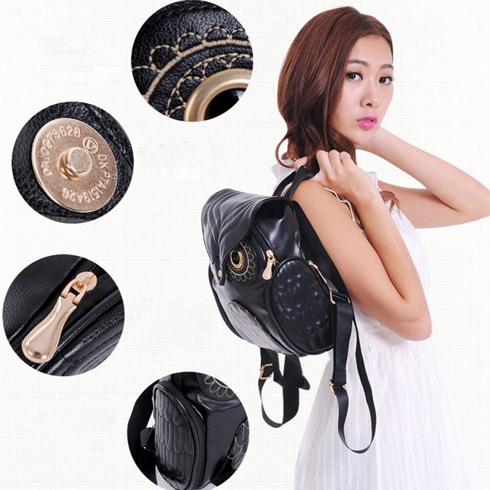 PU Leather Owl Print Backpack for Women – Multi-Pocket Design | LoungeYard — product view 5