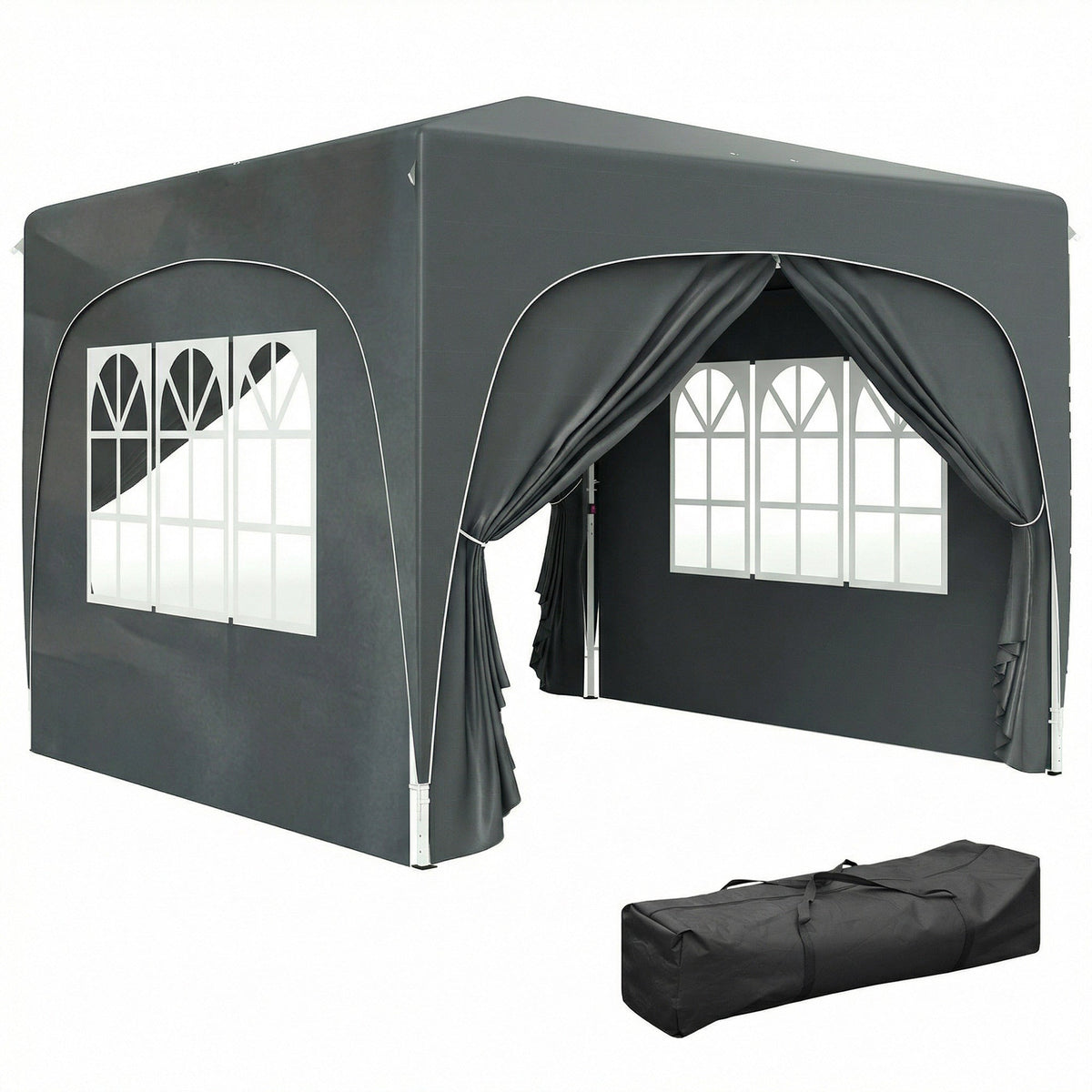 3 x 3 m Pop Up Gazebo with Sides, Carry Bag and UPF50+, Dark Grey — product view 1
