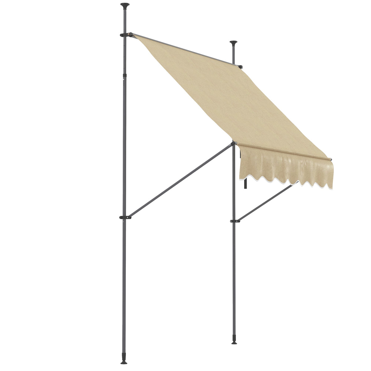 79" Manual Retractable Awning with Support Pole, Beige — product view 2