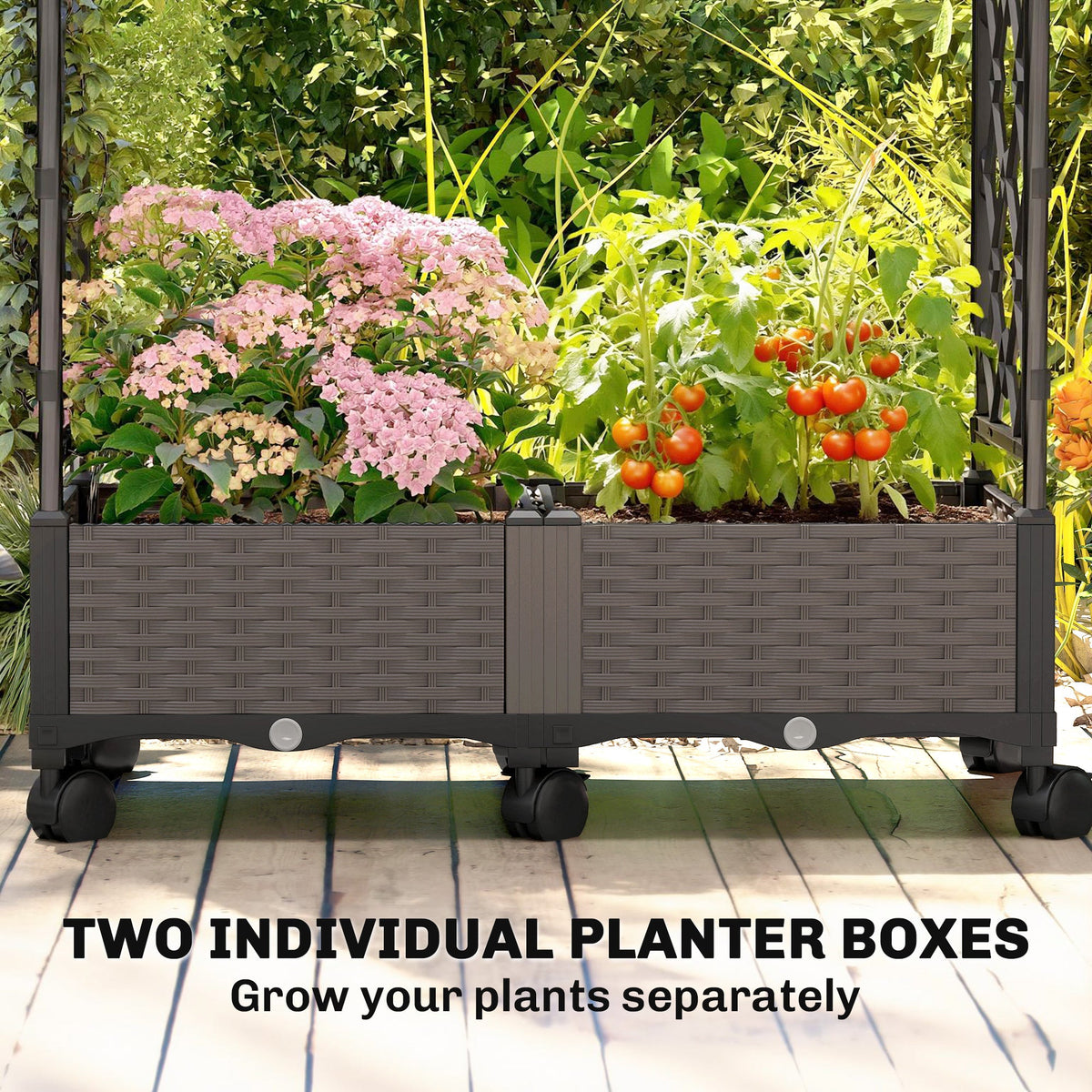 Raised Garden Bed with Arch Trellis, Wheels and Self-Watering Design — product view 7