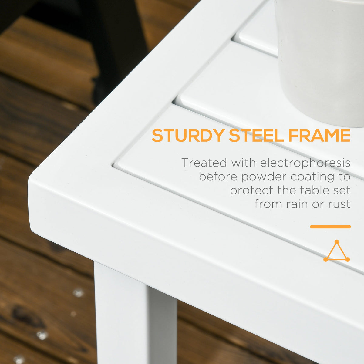 51 x 51 cm Garden Side Table with Umbrella Hole, White — product view 7