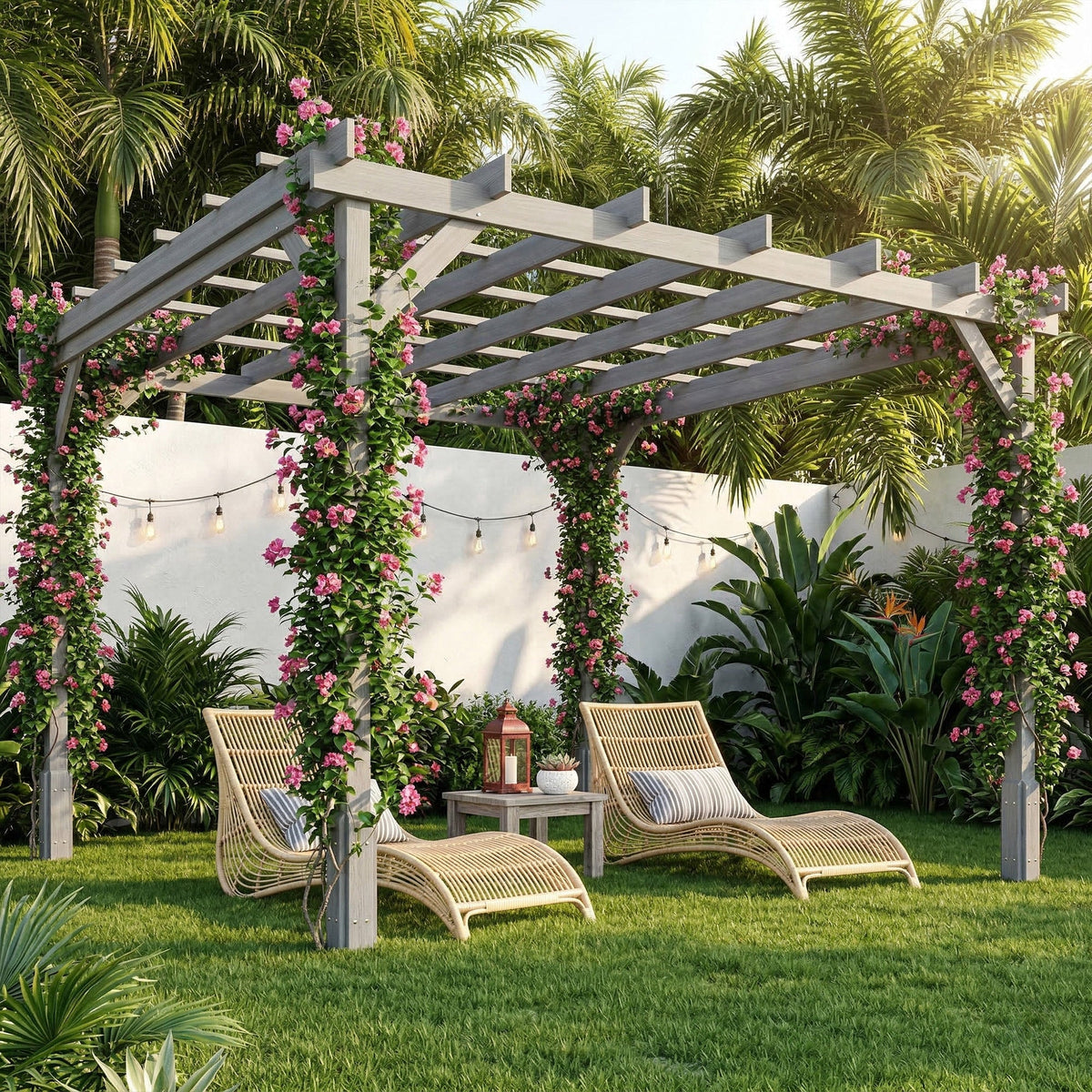 PerArbor 3 x 3 m Grey Wooden Pergola Kit with Stable Frame for Climbing Vines — product view 3