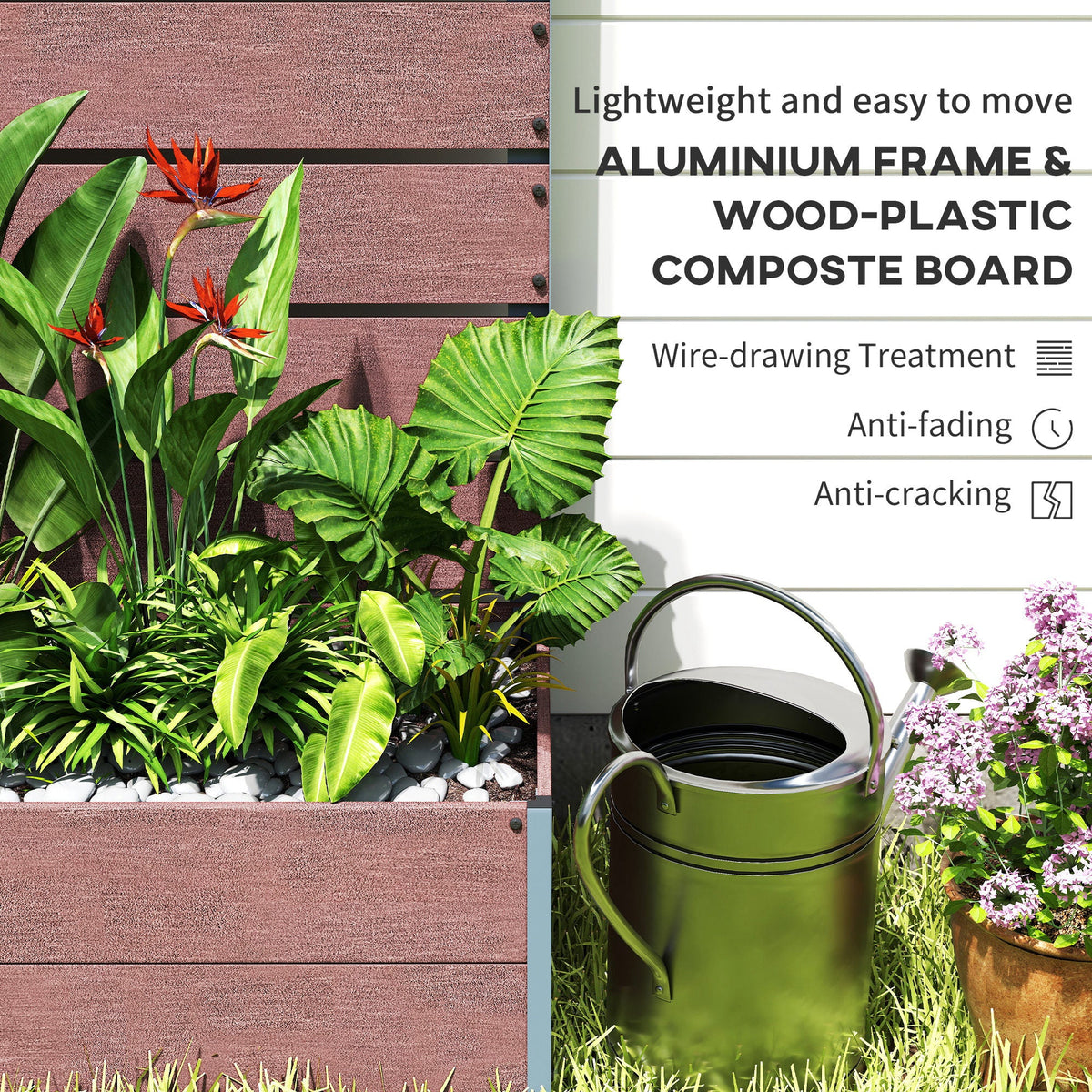 28" x 15" x 59" Raised Garden Bed with Trellis, Light Brown — product view 7
