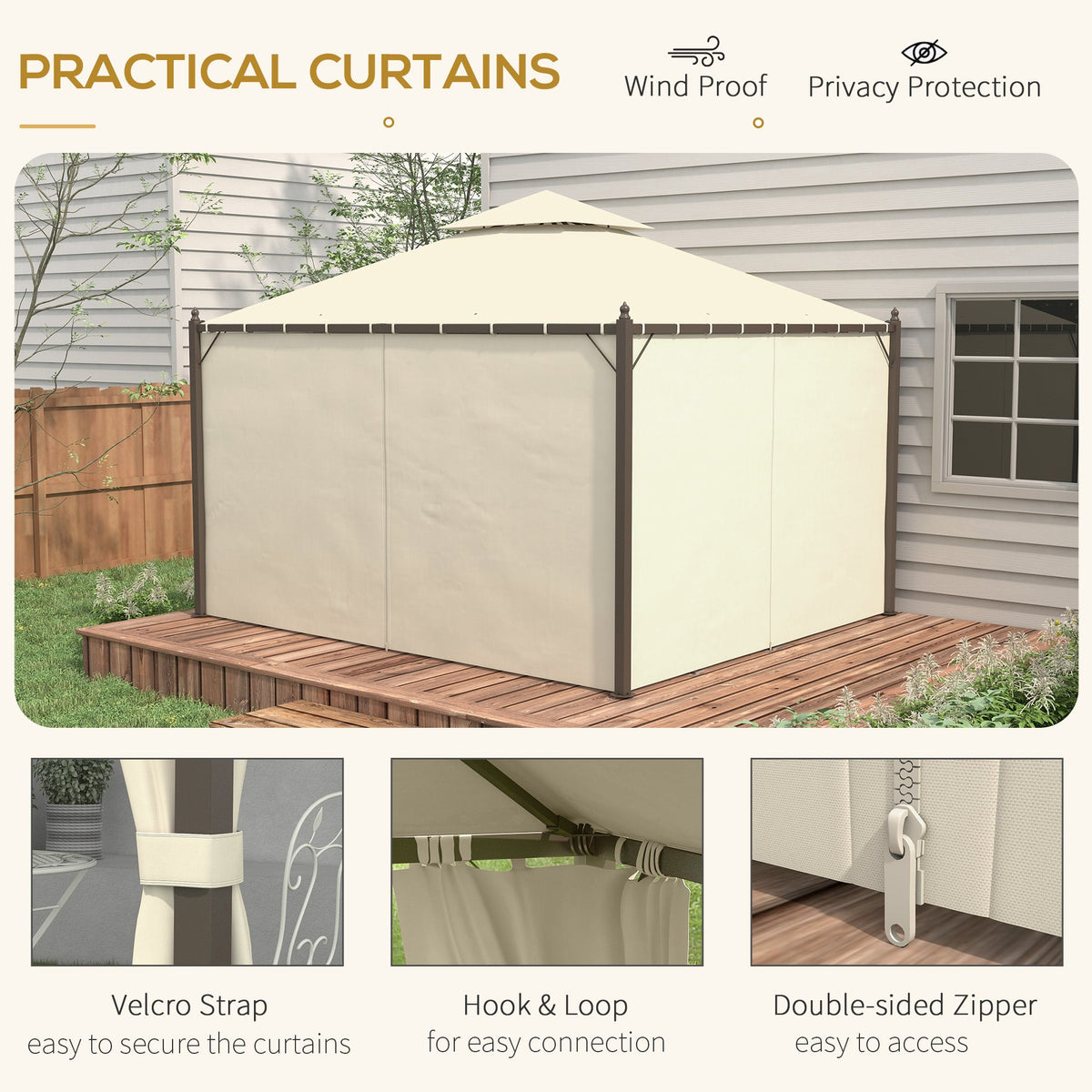10' x 12' Steel Patio Gazebo with Privacy Curtains — product view 7