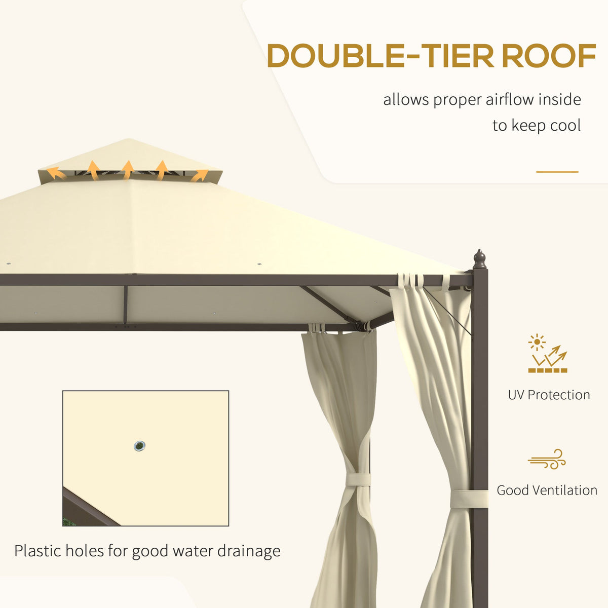 10' x 12' Steel Patio Gazebo with Privacy Curtains — product view 6
