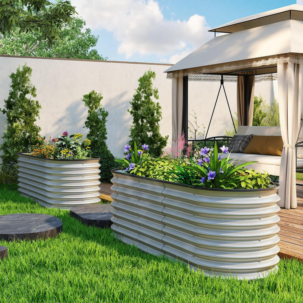2pcs 6 x 2 x 2 ft Galvanized Raised Garden Beds, Silver — product view 4