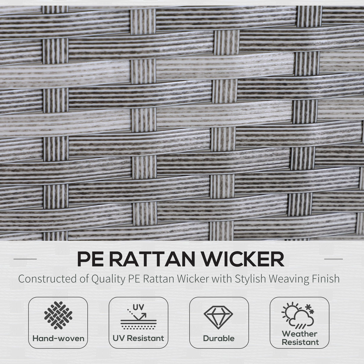 5 Piece Rattan Garden Furniture Set, 6 Seater Corner Dining Set, Beige — product view 6