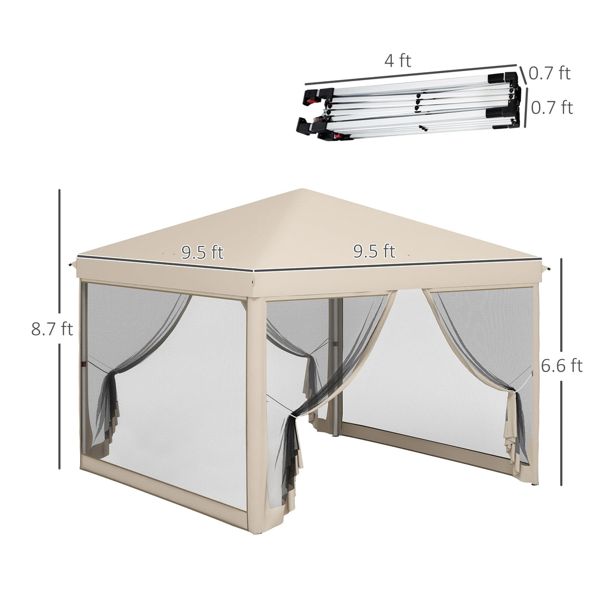 10' x 10' Pop Up Canopy Tent with Netting and Carry Bag — product view 5