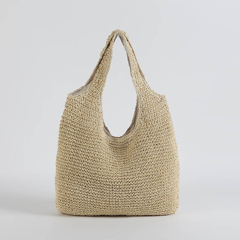 LoungeYard | Women Straw Tote Bag Beige One Size Bohemian Beach Bag — product view 1