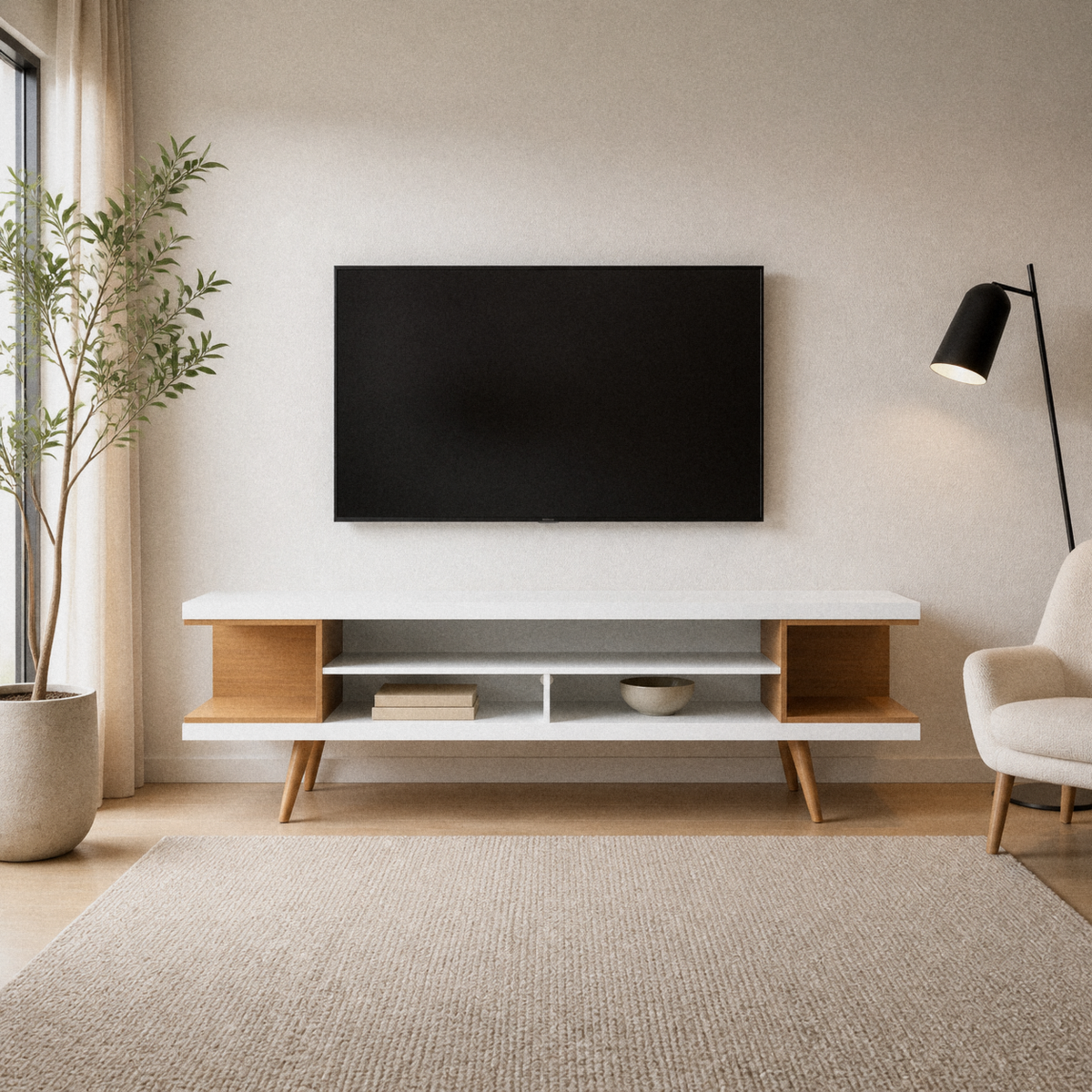 Varnholt Glyvursnes Cream White TV Stand — product view 1