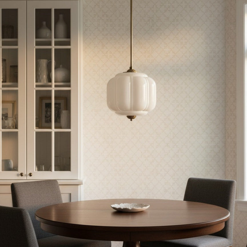 Vintage Cream Glass Pumpkin Chandelier, E14 — product view 2