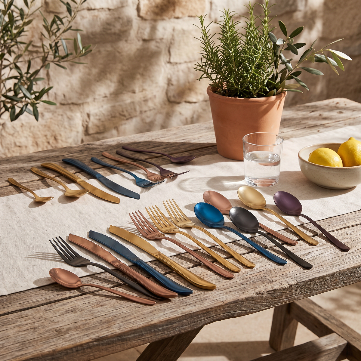 Vibrant Cutlery Set, 29 Piece, Colored Steel — product view 1