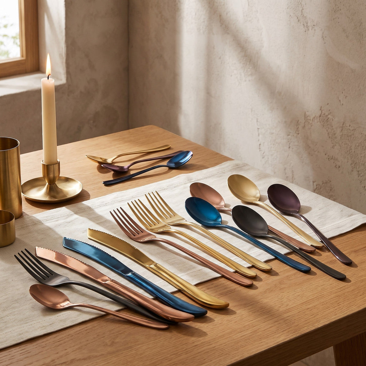 Vibrant Cutlery Set, 29 Piece, Colored Steel — product view 3