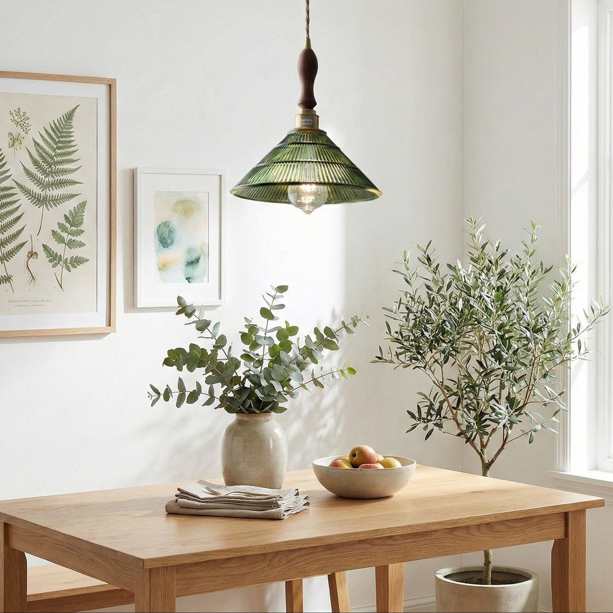 Verdoma Ribbed Glass Pendant Lamp, Mid-Century — product view 5