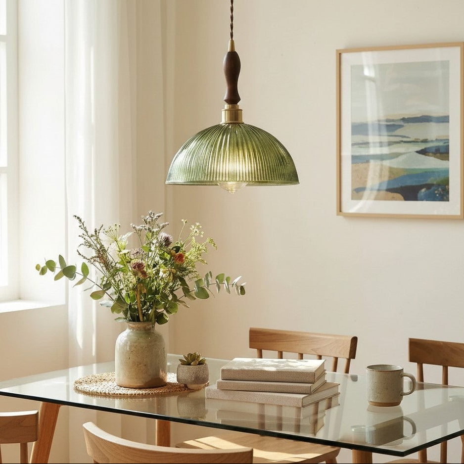 Verdoma Ribbed Glass Pendant Lamp, Mid-Century — product view 7