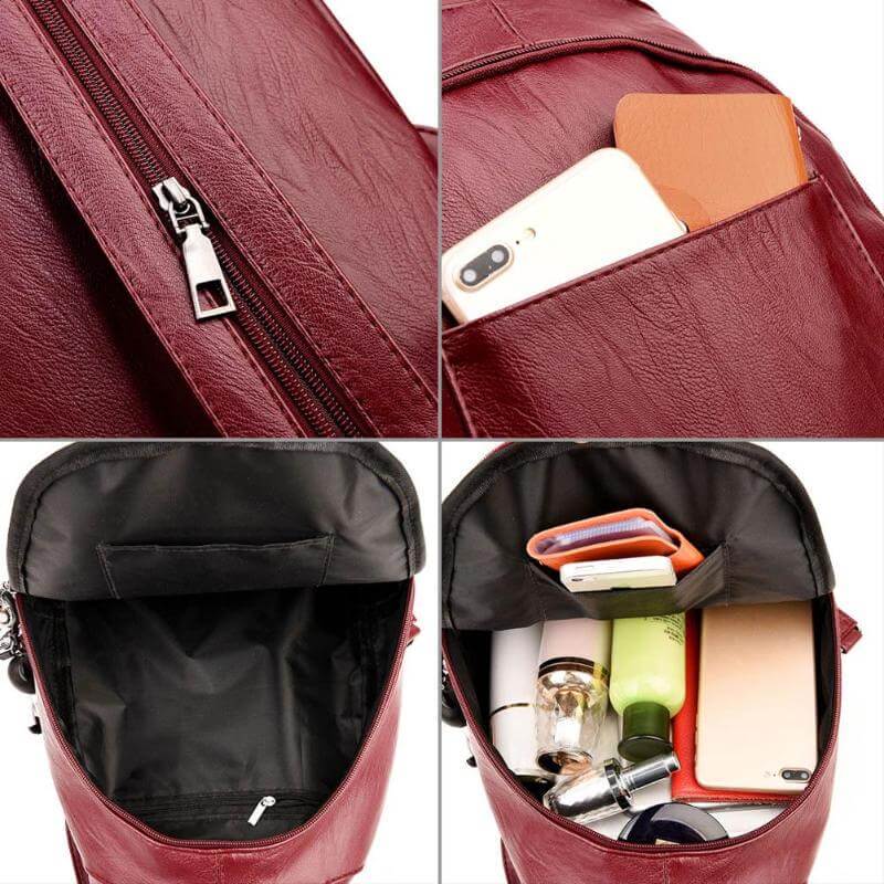 Premium Water-Resistant Leather Backpack for Women | LoungeYard — product view 4