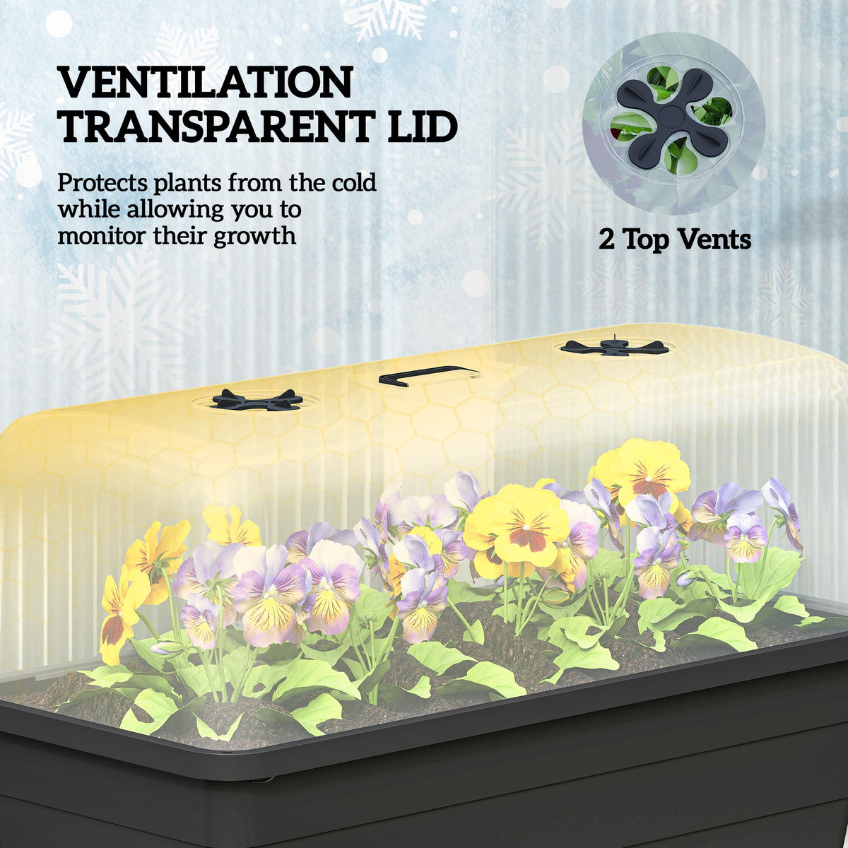 41L Self-Watering Raised Garden Bed with Lid and Shelf, Black — product view 7