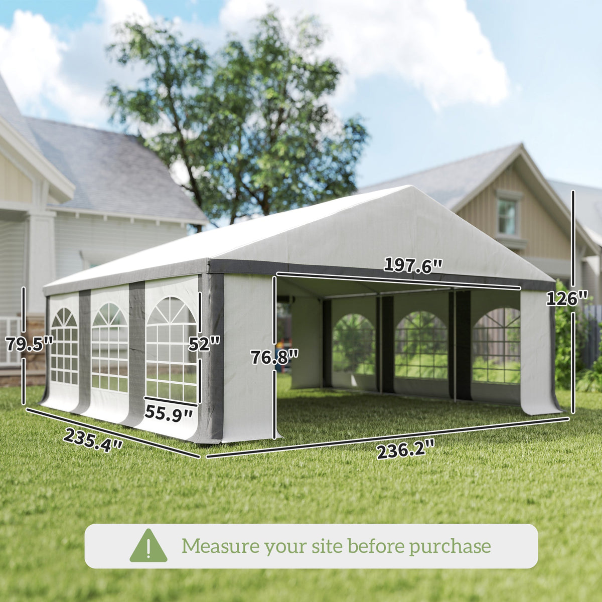 20' x 20' White & Gray Heavy-Duty Party Tent with Removable Walls, Double Doors — product view 5