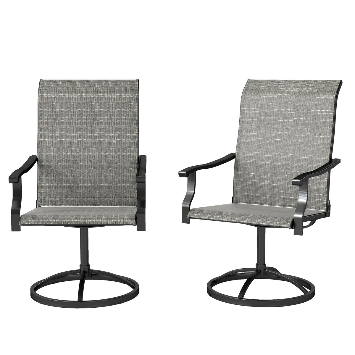 2-Piece Outdoor Patio Swivel Chairs, Gray — product view 2