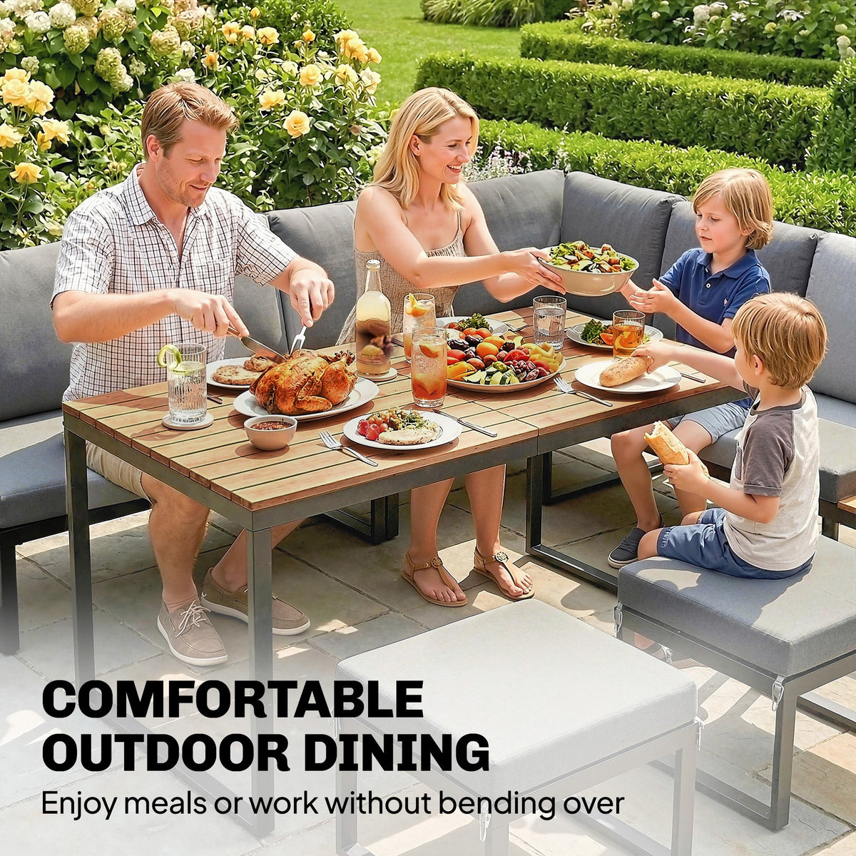 FlexNook 6-Piece Corner Sofa Set for 6-8, Aluminium Frame with Cushions, Grey — product view 7