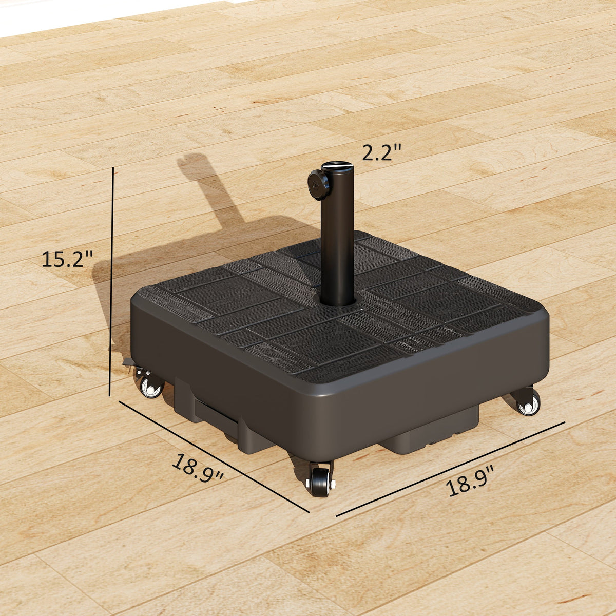 Patio Umbrella Base with Wheels, 62 lbs Water/77 lbs Sand, Black — product view 5