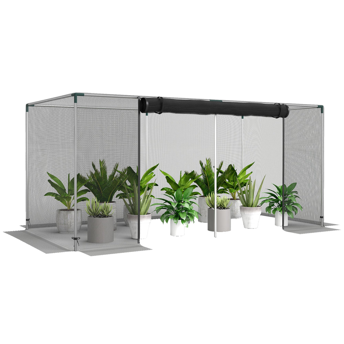 8' x 4' Crop Cage with Zippered Door and Steel Frame, Black — product view 1