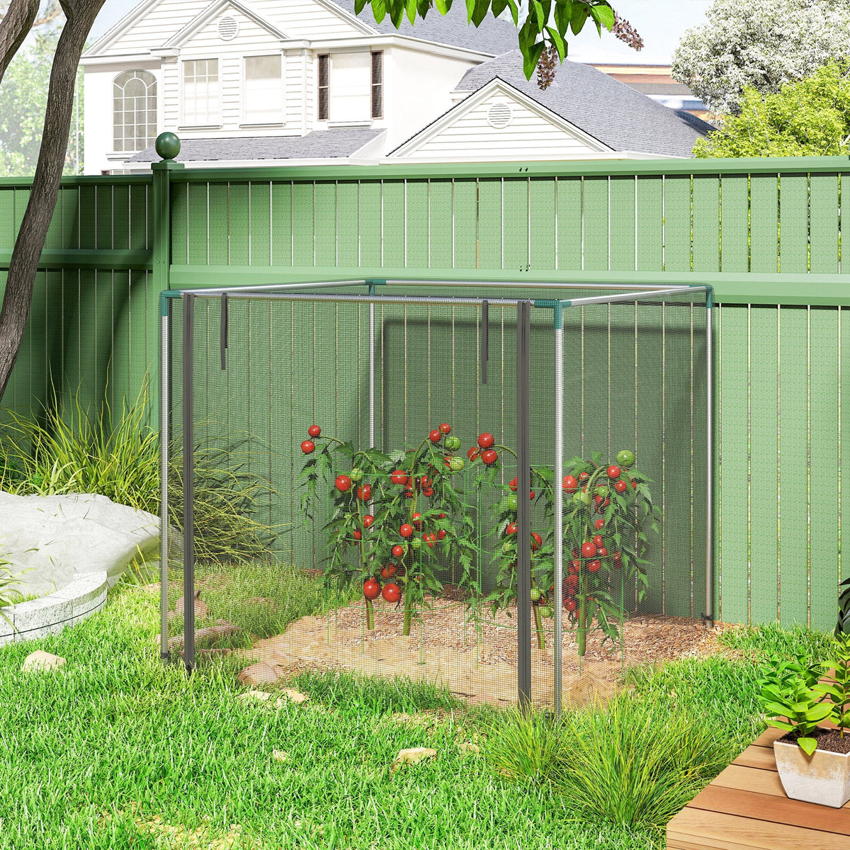 4' x 4' Crop Cage with Zippered Door and Steel Frame, Black — product view 4