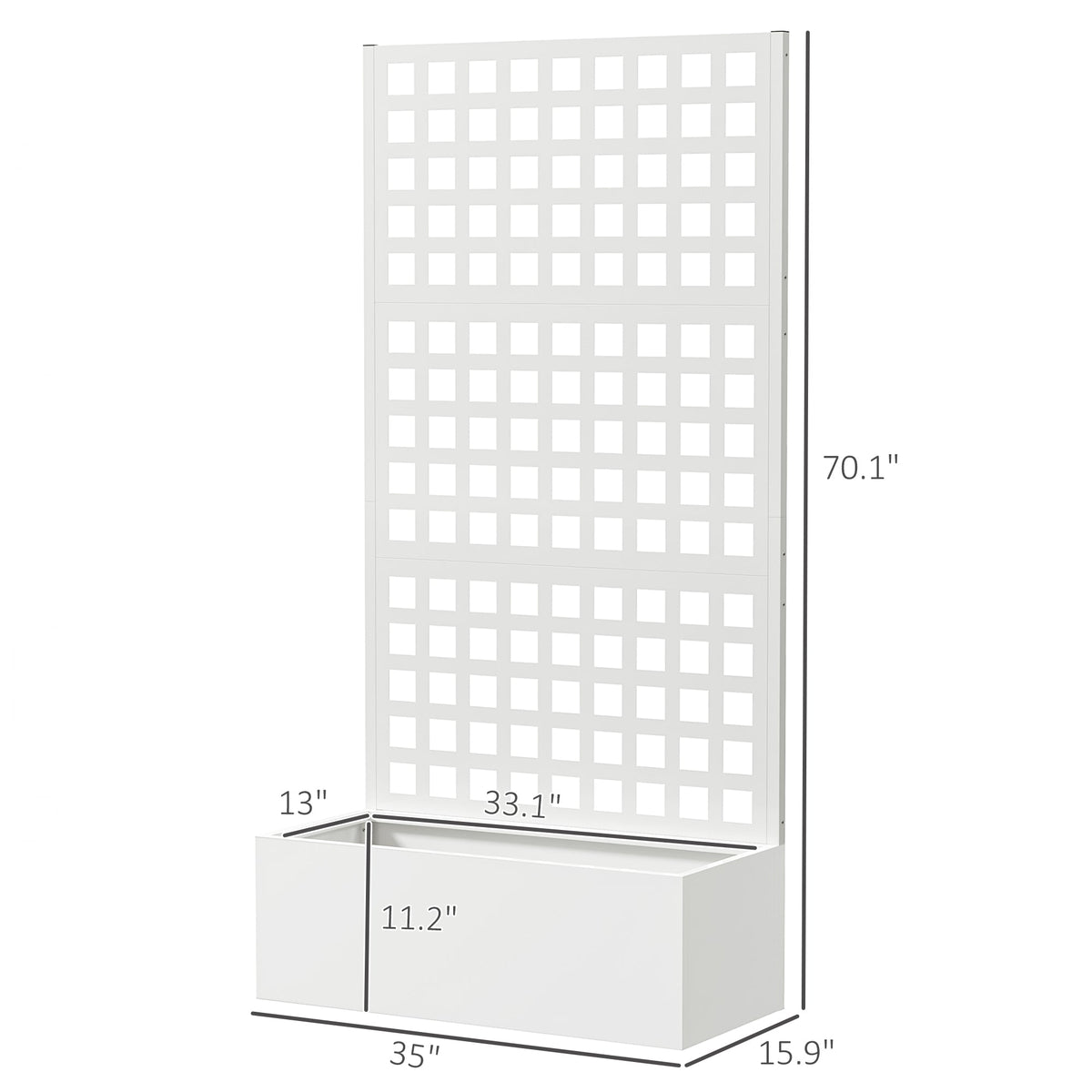 Galvanized Raised Garden Bed with Trellis, 35" x 16" x 70", White — product view 5