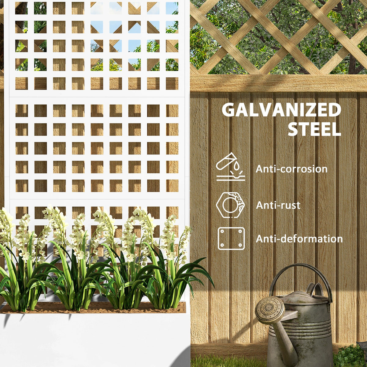 Galvanized Raised Garden Bed with Trellis, 35" x 16" x 70", White — product view 6