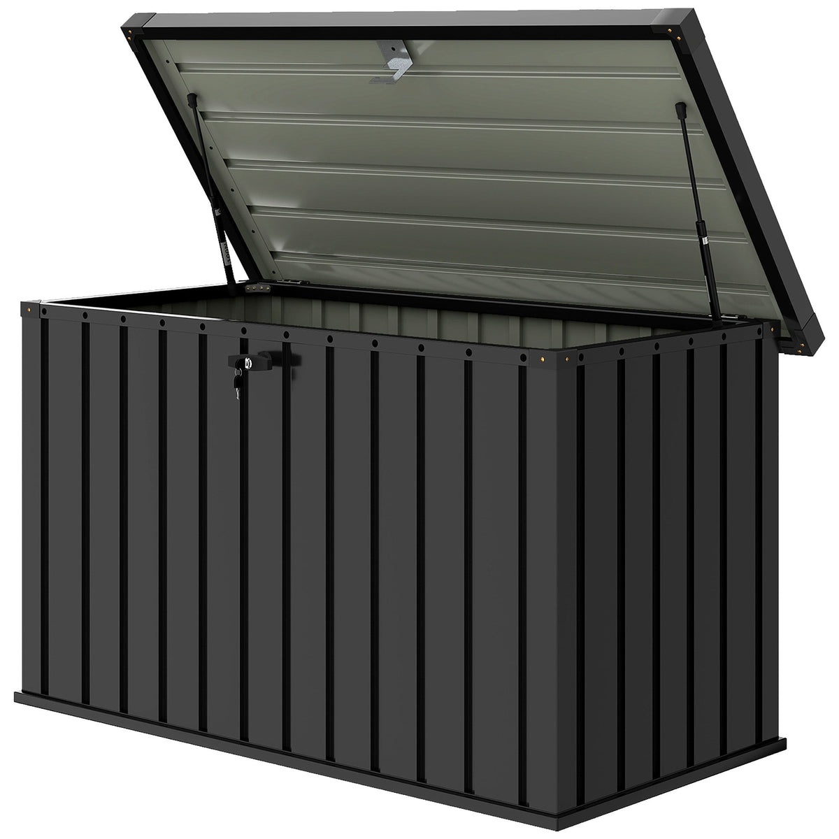 400L Metal Garden Storage Box with Lockable Lid, 124 x 66 x 72 cm, Black — product view 2